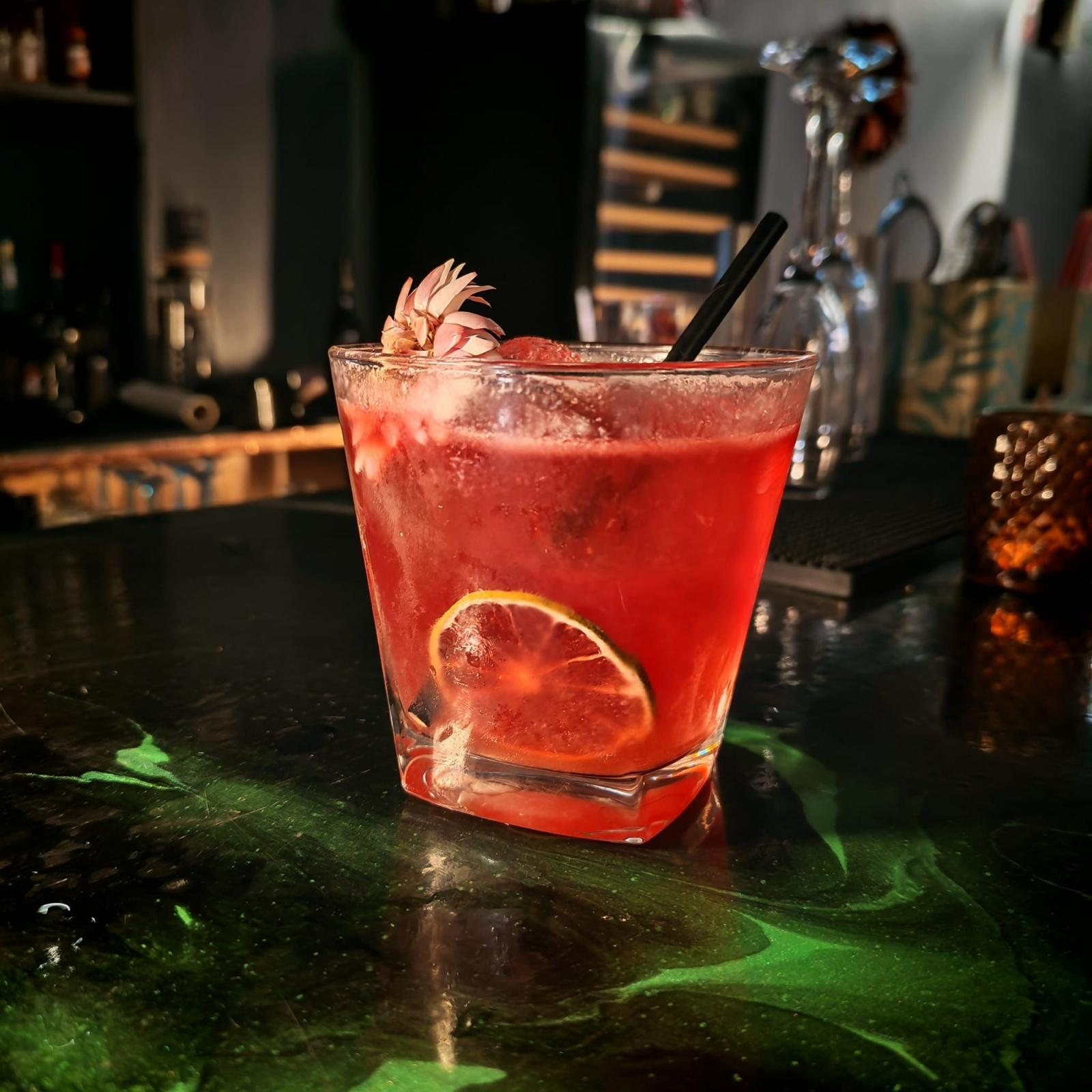 Signature red cocktail at The Aslan Lounge bar